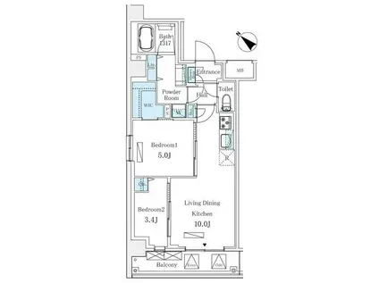 ルミシティ月島(2LDK/8階)の間取り写真