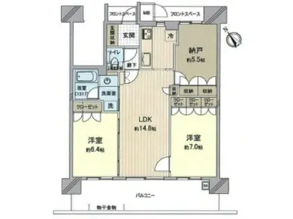 リベールシティ堺錦之町(2SLDK/2階)の間取り写真