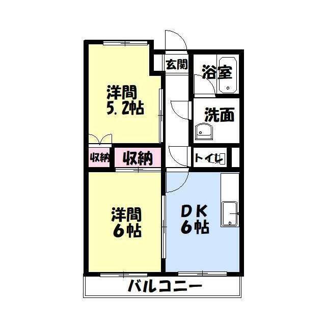 ルシェンテ(2DK/3階)の間取り写真