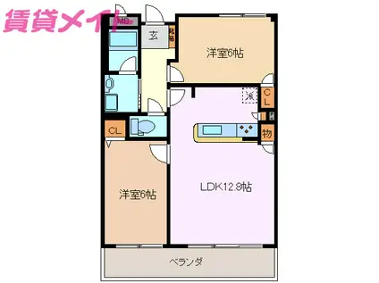 トレンティーノ(2LDK/3階)の間取り写真