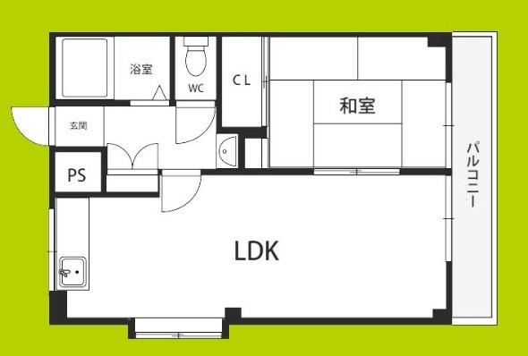 長谷川ハイツ(1LDK/4階)の間取り写真