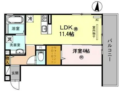 D-ROOM東公園(1LDK/2階)の間取り写真