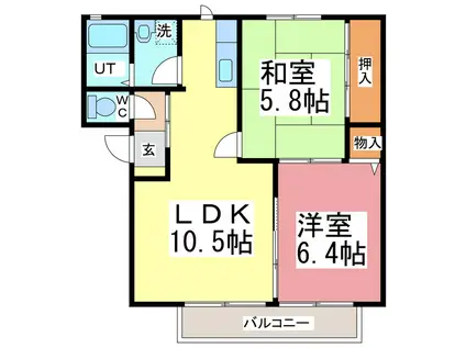 アイリスC(2LDK/1階)の間取り写真