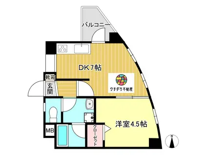 アヴォンリーコート(1DK/2階)の間取り写真