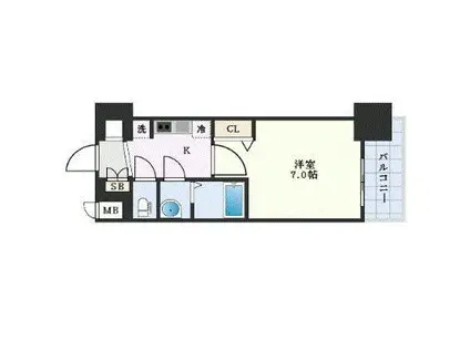 プレサンス大国町アドロッソ(1K/3階)の間取り写真