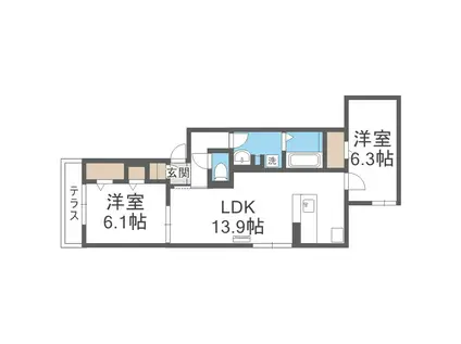 大山蓮華(2LDK/1階)の間取り写真