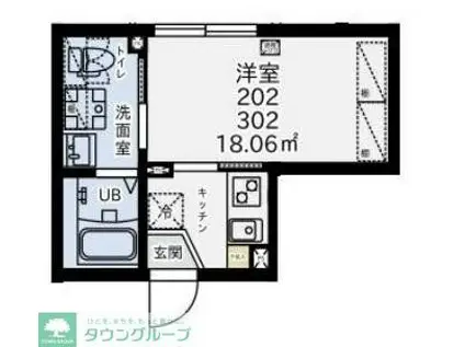 リージェンシー用賀(1K/4階)の間取り写真