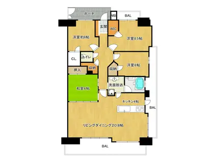 フローレンス徳島町グランドアーク(4LDK/11階)の間取り写真