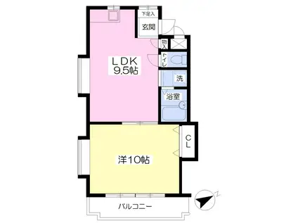 シャロム国分(1LDK/2階)の間取り写真