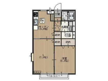 コンフォートフォレスト(2DK/1階)の間取り写真