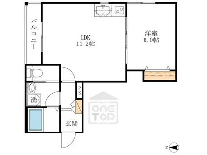 GRASMERE ノース(1LDK/1階)の間取り写真
