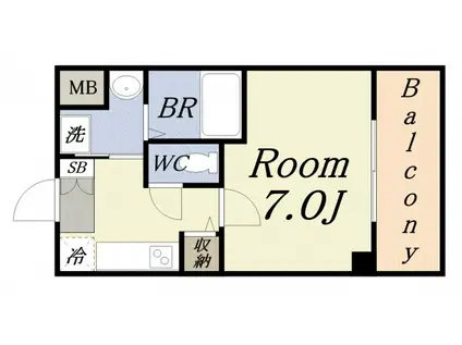 エクシード弁天III(1K/4階)の間取り写真