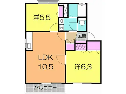 パストラルコートA(2LDK/1階)の間取り写真