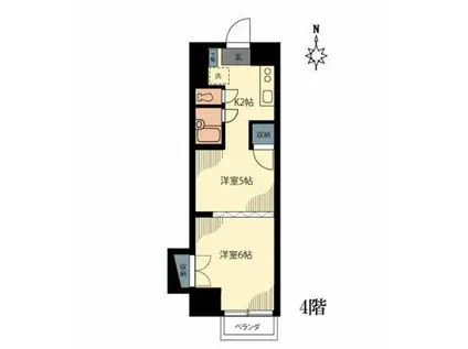 杉山ビル(2K/4階)の間取り写真