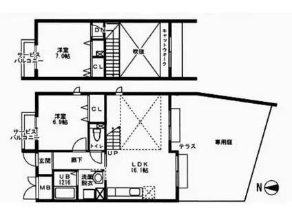 ライフステージ香芝桜道(2LDK/1階)の間取り写真