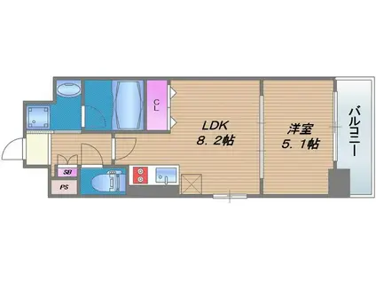 PINE RICH(1LDK/1階)の間取り写真