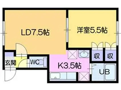 サンメイト(1LDK/2階)の間取り写真