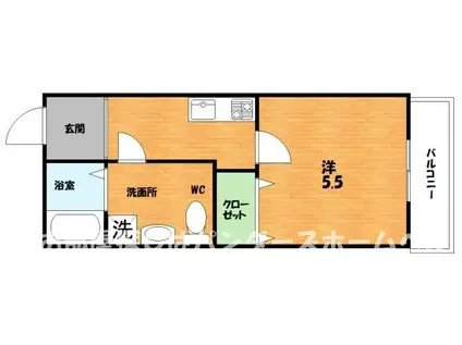 カーサ御殿山(1K/2階)の間取り写真