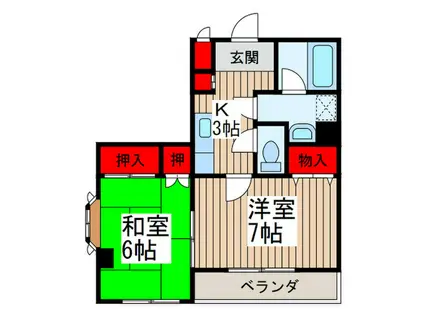 ブリュッヘンパーク(2K/1階)の間取り写真