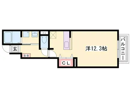アンソレイエ・S(1K/1階)の間取り写真