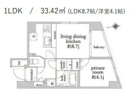 エクセルシオール麻布(1LDK/2階)の間取り写真