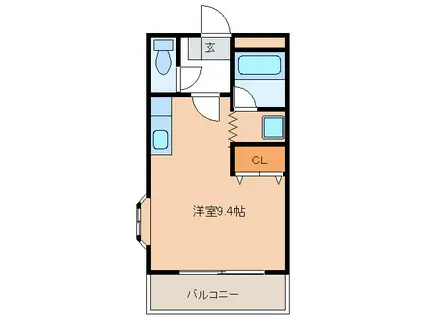 サンコーポバンビ(ワンルーム/1階)の間取り写真