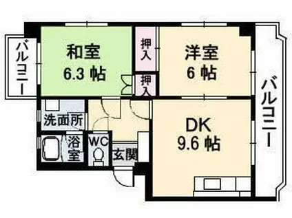 第二大翔ビル(2DK/3階)の間取り写真