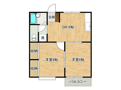 ハイツロード(2DK/1階)の間取り写真