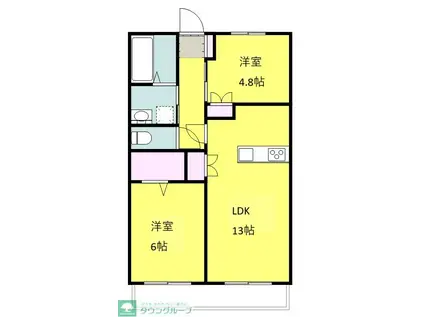 グランディール上福岡I(2LDK/2階)の間取り写真