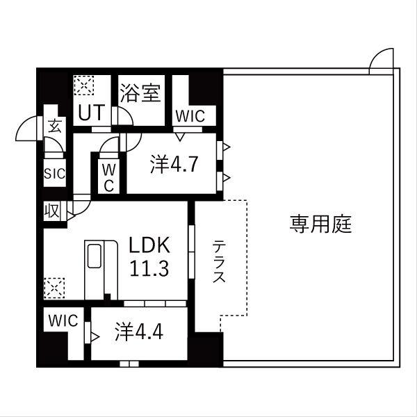 スプランディッドX(2LDK/1階)の間取り写真