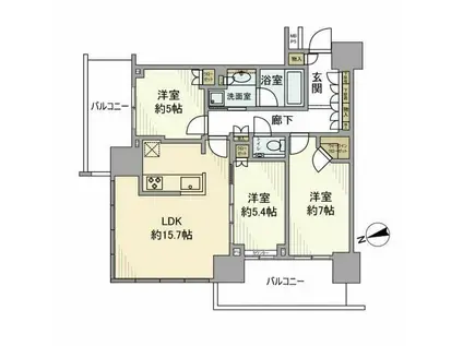 プラウドタワー小岩ファースト(3LDK/22階)の間取り写真
