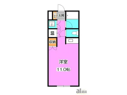 アークペット(ワンルーム/3階)の間取り写真