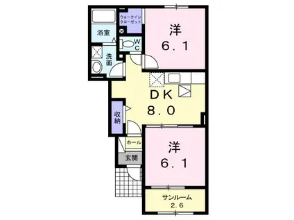 浄光台ヒルズ(2DK/1階)の間取り写真
