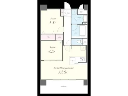 アトリエール堺寺地町(2LDK/8階)の間取り写真