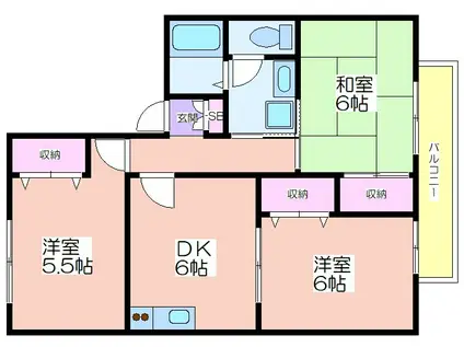 アビテ箕面A棟(3DK/2階)の間取り写真