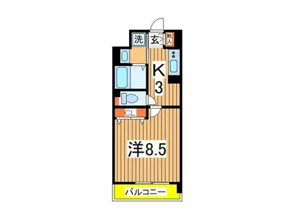 つくばエクスプレス 流山おおたかの森駅 徒歩2分 10階建 築7年(1K/6階)の間取り写真