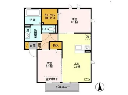 ラフレ仲道C(2LDK/2階)の間取り写真