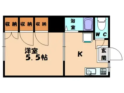 メルサハイツA(1K/2階)の間取り写真