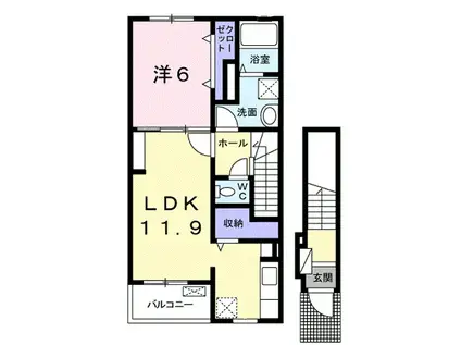 ルーベル柞原(1LDK/2階)の間取り写真