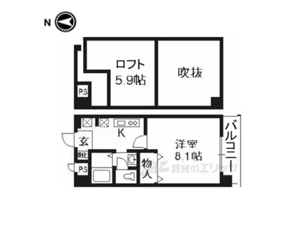 アルファープライズ5 (1K/5階)の間取り写真