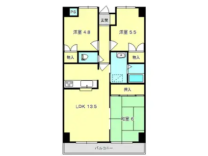 マンゲンマンション(3LDK/1階)の間取り写真