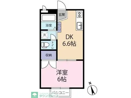 マイパレスB棟(1DK/2階)の間取り写真