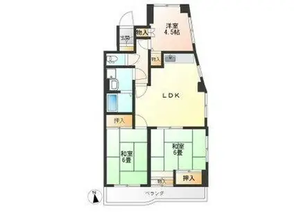 大曽ハイツ(3LDK/3階)の間取り写真