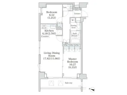 パークフラッツ市谷台町坂(2LDK/2階)の間取り写真