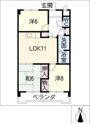 エスコートはら(3LDK/2階)の間取り写真