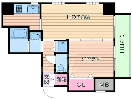 アーバンコートカサンドラX(1LDK/4階)の間取り写真
