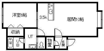 アルトⅥ(1LDK/1階)の間取り写真
