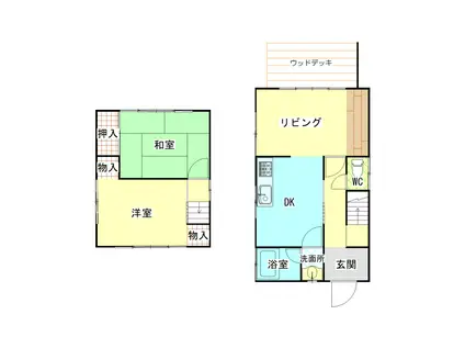 広島電鉄宮島線 佐伯区役所前駅 徒歩5分 2階建 築52年(2LDK)の間取り写真