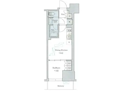 ディームス蔵前RESIDENCE 旧NIDO蔵前RESIDENCE(1DK/9階)の間取り写真