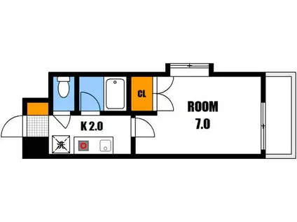 リリーフ中田(1K/2階)の間取り写真